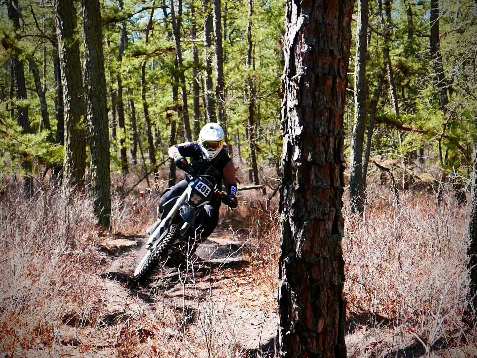 Liz Kiniery railing a berm on her way to first in Women's class