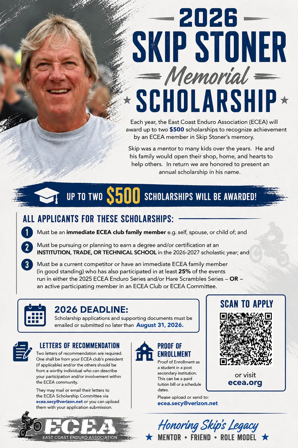 2026 Skip Stoner Memorial Scholarship Flyer