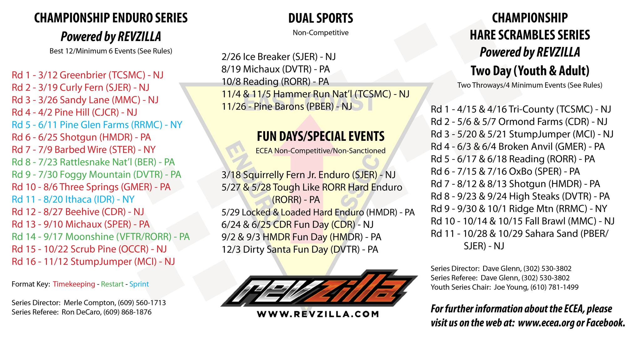 Official Schedule for 2023 Events