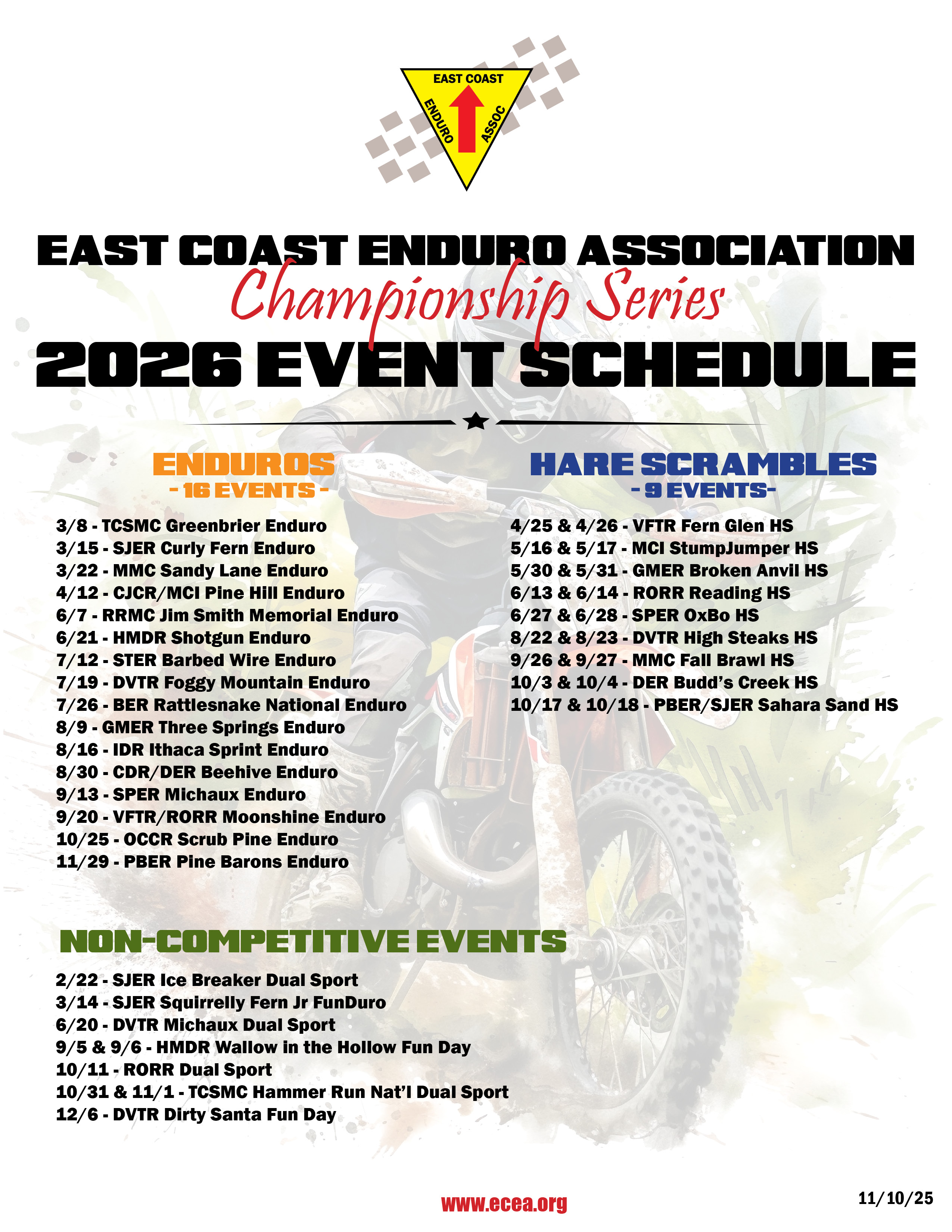 ECEA Schedule 2026